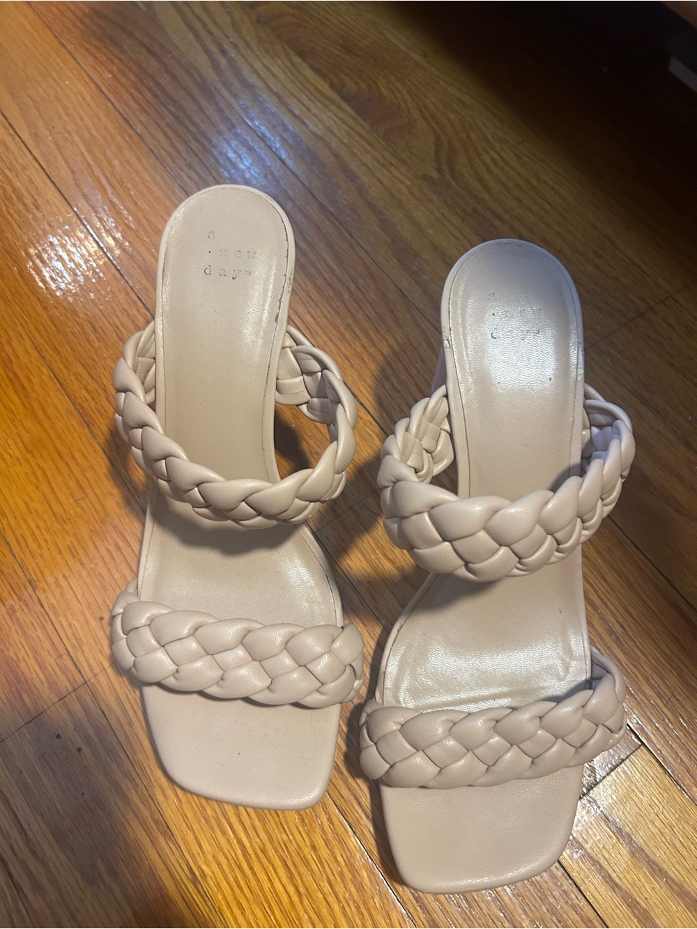 a new day Braided Double-Strap Heeled Sandals in Beige